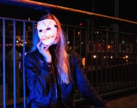 woman wears mask