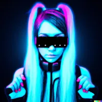 e-girl wears sunglasses, cyberpunk style
